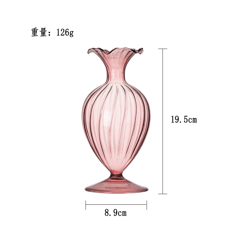 Vintage francés en relieve jarrón de vidrio hidropónico transparente arreglos de flores sala de estar decoración de mesa ornamentos artesanías