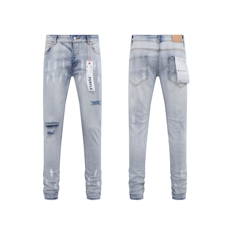 PURPLE BRAND JEANS美潮高街男士休闲破洞设计款修身显瘦牛仔长裤|undefined