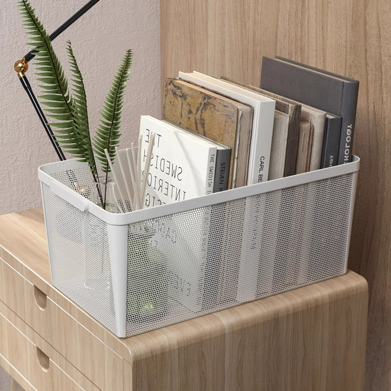 Cesta de almacenamiento de armario estante rectangular cocina cesta de malla cerrada mesa de metal forjado bocadillos caja de almacenamiento de artículos diversos