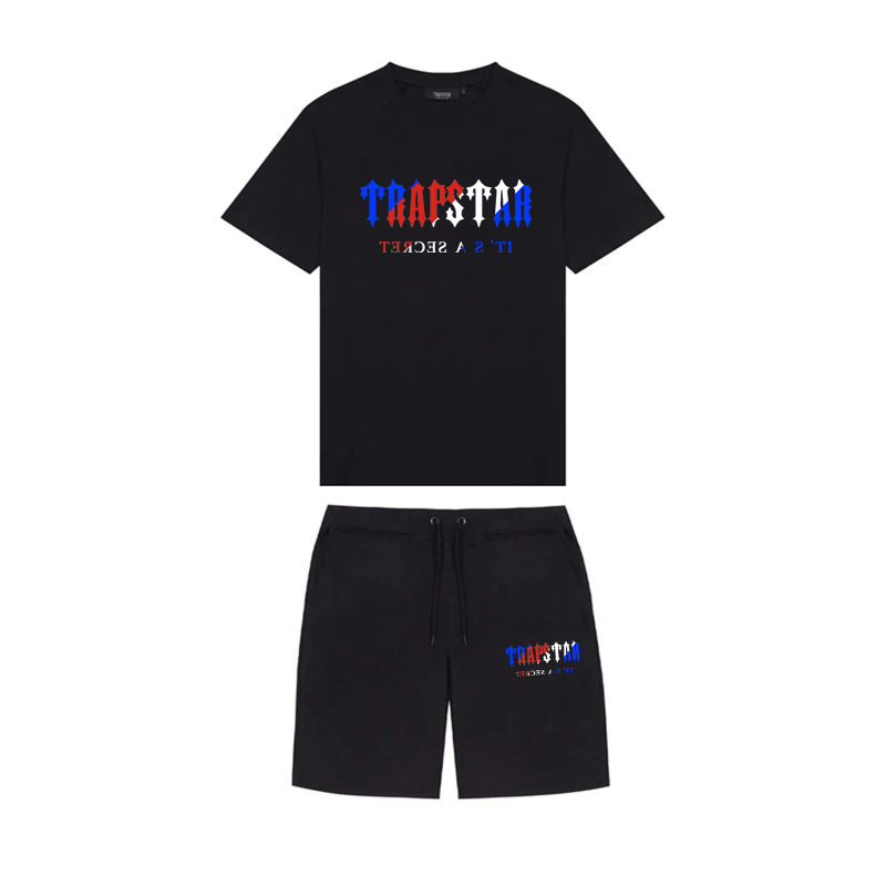 2024 Cross-Border New Trendy Brand Letter Print Casual Sportswear T-Shirt Set Men's and Women's T-Shirt + Shorts Two-Piece Set