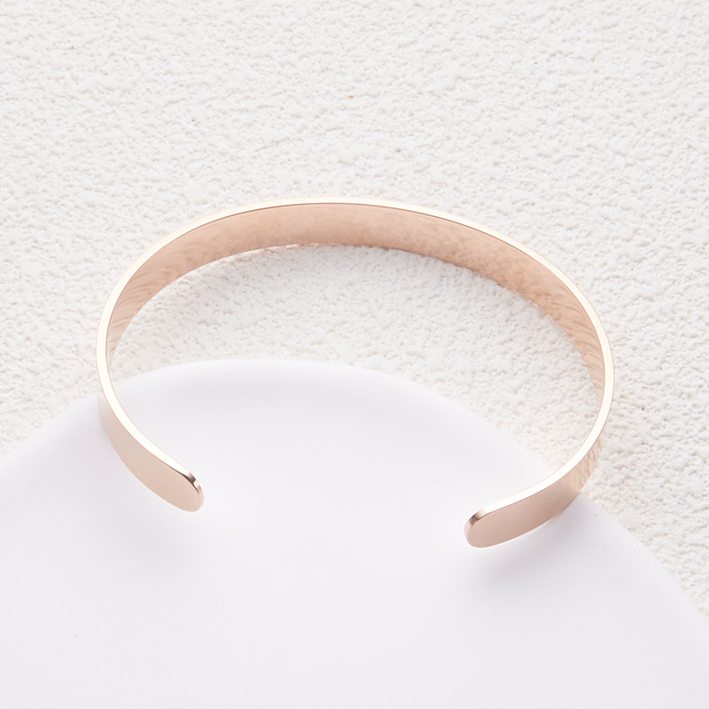 Charm colored jewelry style stainless steel engraved bracelet with C-shaped opening bracelet, adjustable size_voghion.com