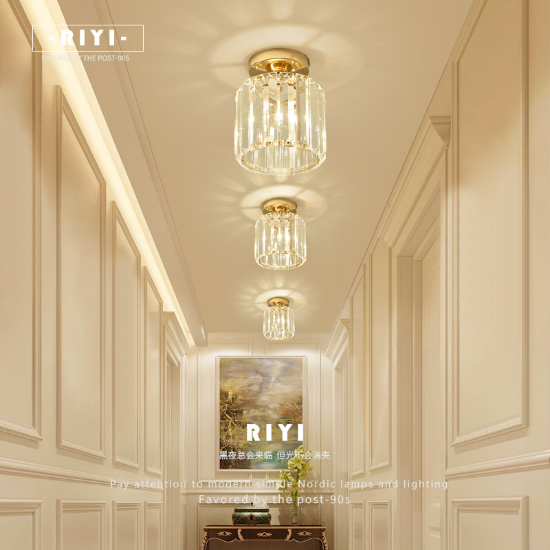 Nordic Corridor Light Entrance Balcony Simple Modern Cloakroom Entry Light Luxury Crystal Aisle Light Ceiling Lamps