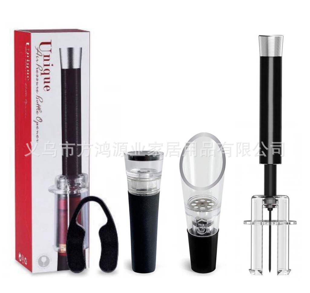 Traje de abridor de botellas de presión de aire transfronterizo cilindro de tubo de aluminio juego de vino de cuatro piezas traje de caja de regalo fabricante de abridor de botellas de vino