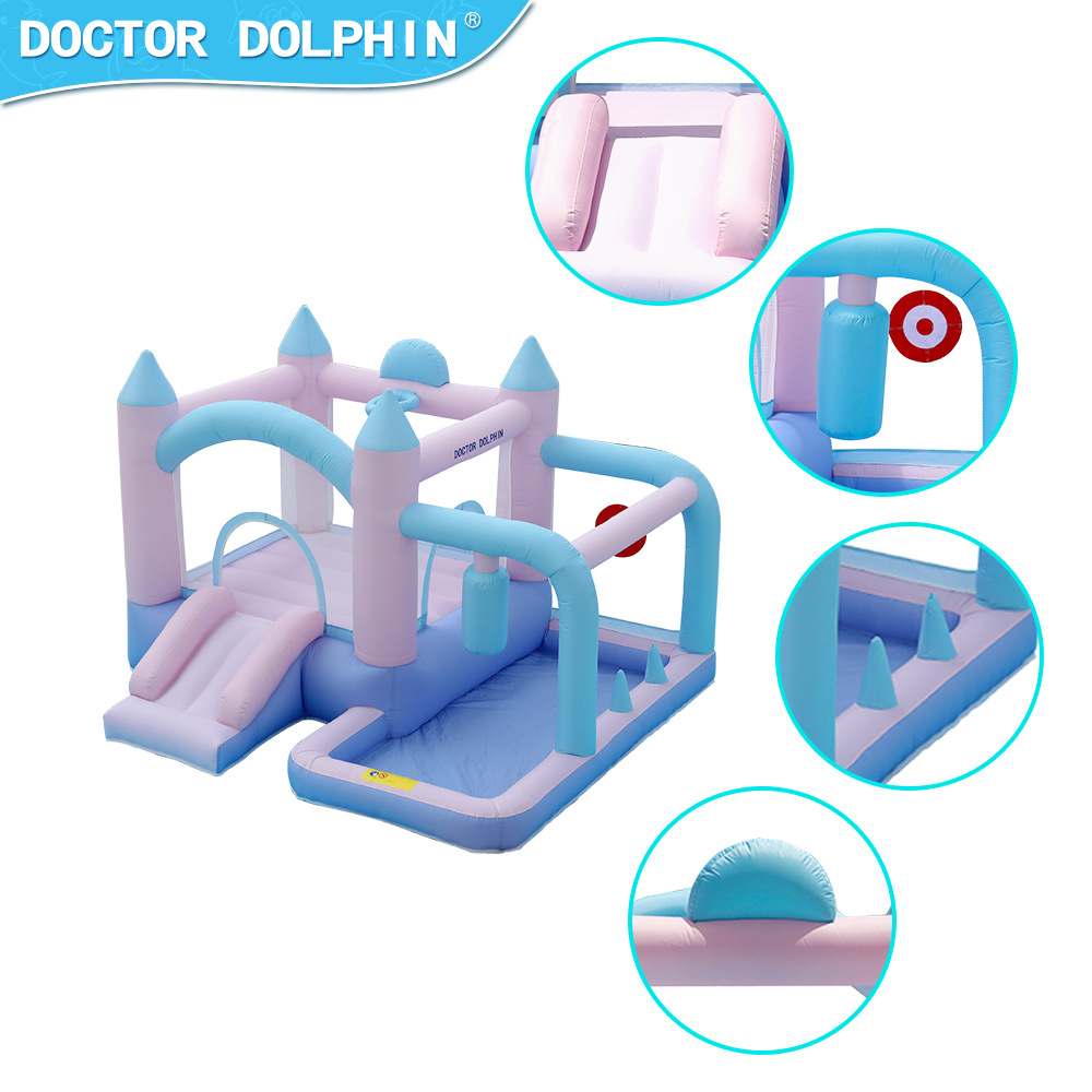 Doctor Pig pequeño castillo infláble para niños trampolín casero combinación diapositiva parque infantil interior y exterior castillo infláble
