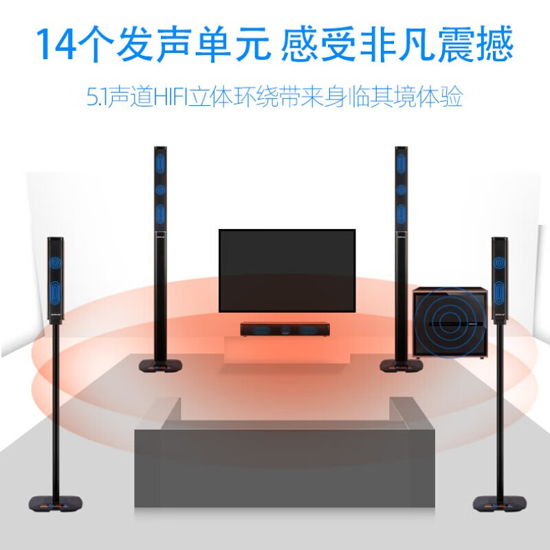 奇音5.1ホームシアターq5木目音響セット家庭用リビングルーム無線サラウンドセットスピーカー重低音|undefined