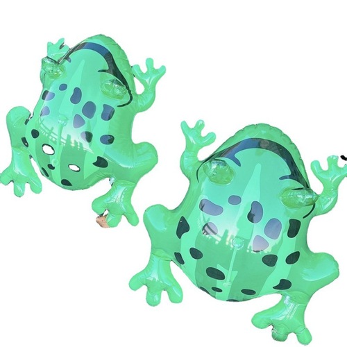 Cross-border hot selling inflatable frog PVC inflatable cartoon glowing frog children's toy with light flash drawstring frog