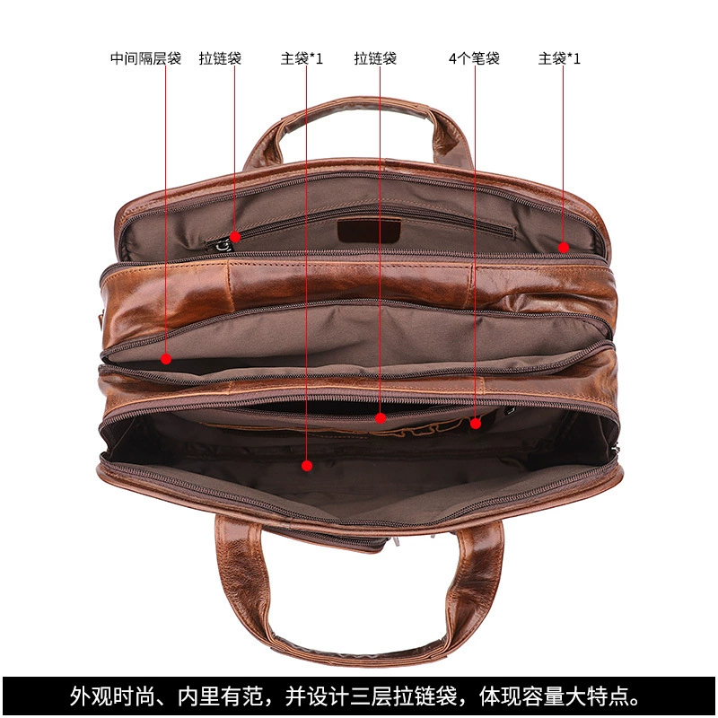 Shoulder Laptop Bag J.M.D Retro European Style, genuine leather, 39.5×15.5×30 cm