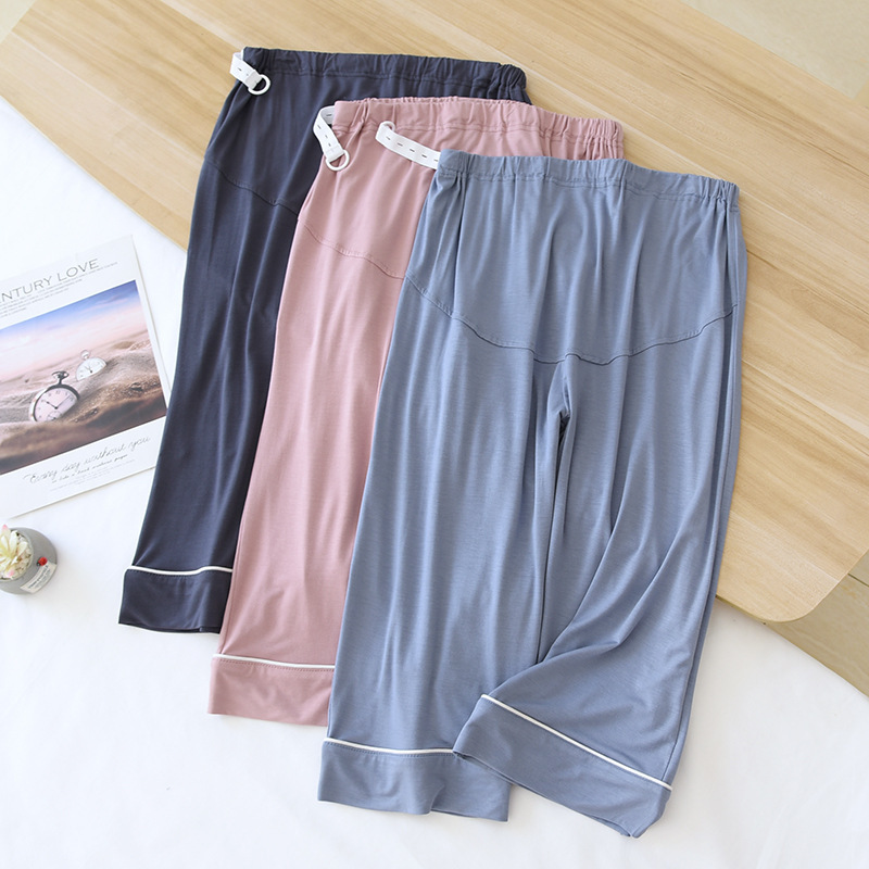 Summer Pregnant Women's Pajama Pants Modal Adjustable Capri Pants Pregnancy Spring and Autumn Thin Abdominal Pants plus size Home Pants