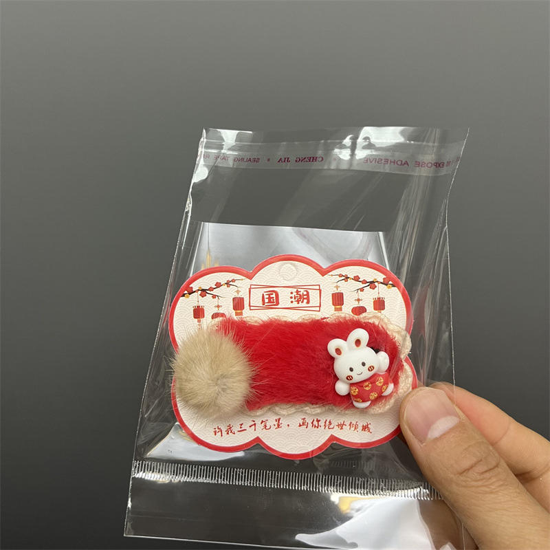 可爱红色蝴蝶结古风手工儿童发饰卡片国潮中国风汉服配饰包装卡片