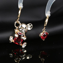 甜美爱心可爱小熊新品不对称AB款银针耳饰女小众设计感超仙耳环