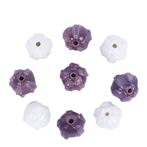 New wholesale purple bellflower bead glass bead, glass flower bud scattered bead hairpin earrings DIY handmade accessories