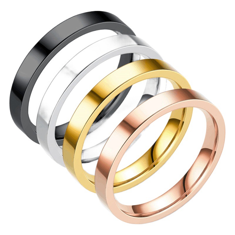 Light luxury ing niche plain ring titanium steel ring women 3MM simple smooth ring Europe and the United States cross-border hand jewelry wholesale