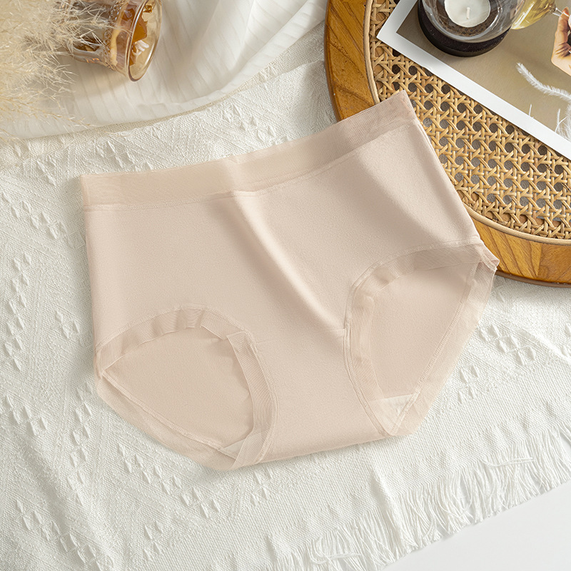 Bragas modales para mujer, cintura media, encaje sin costuras, seda de hielo delgada, entrepierna de algodón transpirable, entrepierna antibacteriana, calzoncillos para mujer