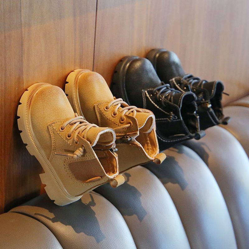 男童马丁靴秋冬中小童靴子宝宝烟筒靴加绒加厚女童英伦风短靴棉靴|ru