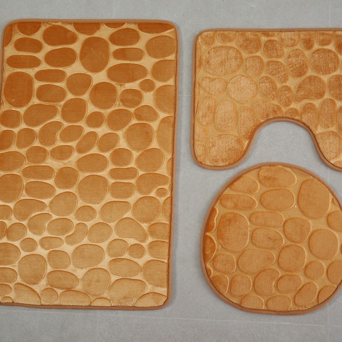 Transfronterizo Amazon 3D Pebble inodoro de tres piezas baño absorbente alfombra de piso baño antideslizante alfombra de piso esponja