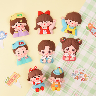 Children's Day Cartoon Boys and Girls Soft Glue Card Cute Children's Cake Decoration Doll Ornaments