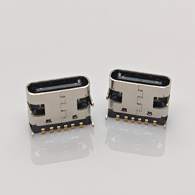 TYPE-C板上/立式贴片 6PIN/6.8母座typec板上USB 2.0连接器带中夹-阿里巴巴