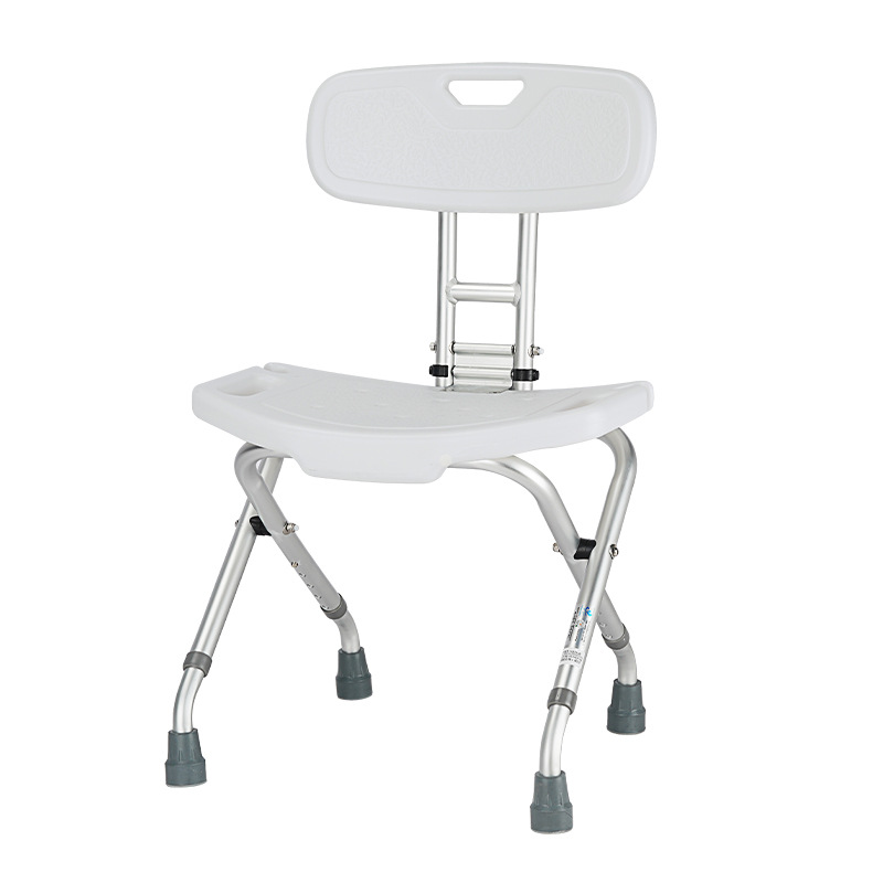 Silla de Ducha Plegable con Respaldo de Aleación de Aluminio Antideslizante con Altura Ajustable image 7