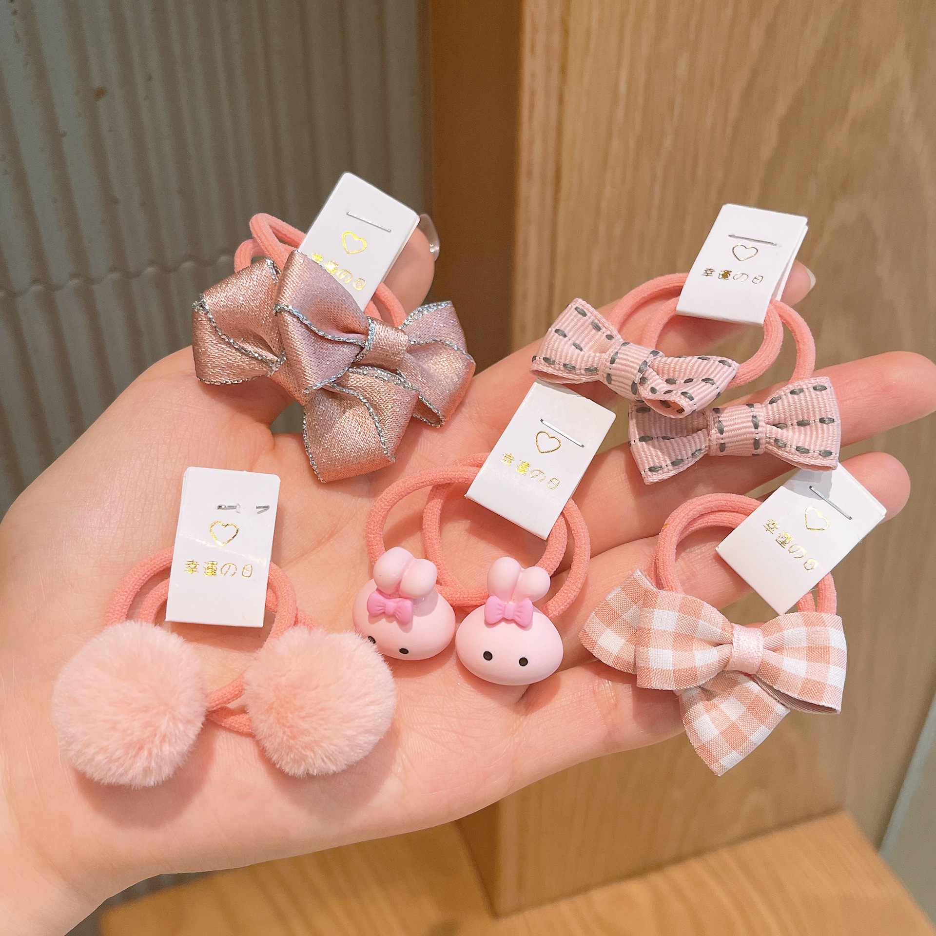 TFQ010-2#pink rabbit hair circle 10 sets