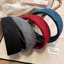 时尚百搭显脸小压发头林允同款小香风格纹宽边发箍高颅顶气质发卡