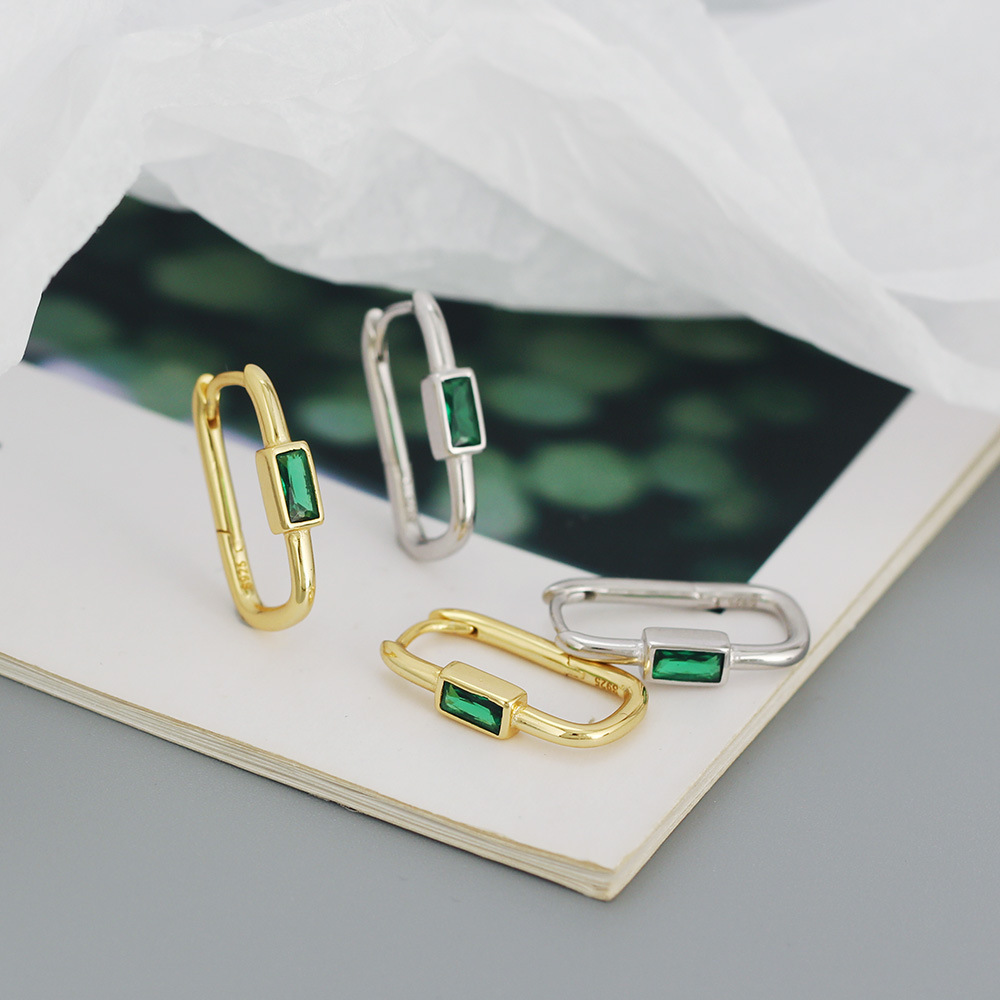 Fashion Geometric Sterling Silver Inlay Zircon Earrings 1 Pair