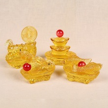 黄水晶万事如意年年有鱼元宝塔马上摆件有钱民族风办公玄关工艺品