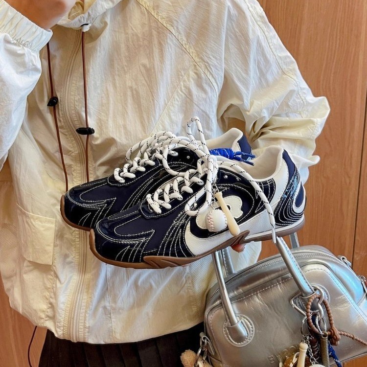 复古百搭棒球德训鞋女2025秋季新款透气薄底休闲运动赛车阿甘鞋|undefined