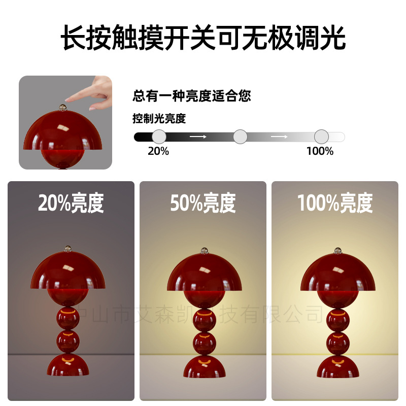 레트로 메탈 충전식 LED 테이블 램프 침실 침대 옆 터치 무드등