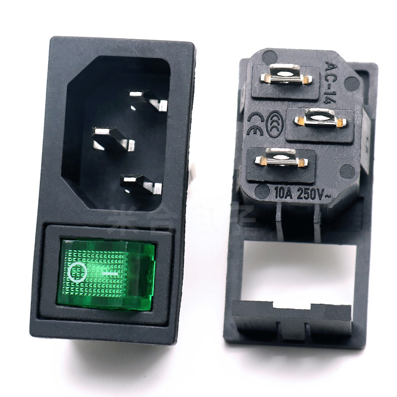 二合一AC系列插座AC-03A三芯插座电源插座带船型开关医疗插座