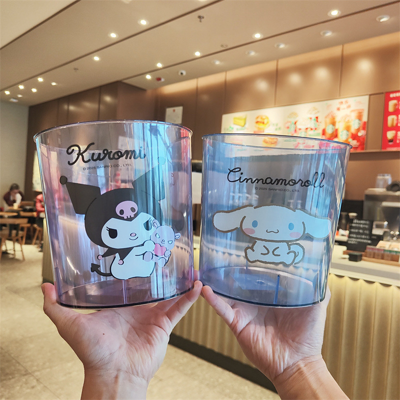 Cute Cartoon Sanrio Genuine Big Ear Dog Kulomi Kitty Desktop Storage Barrel Mini Plastic Trash
