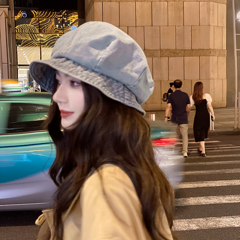 Sombrero de pescador de vaqueros para mujeres 2024 nueva cara pequeña lindo sombrero de nube versátil sombrero de bañera solar simple