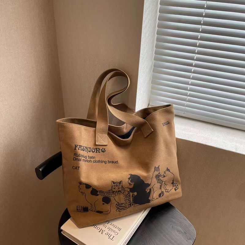 定制大容量帆布包包女2025新款时尚单肩手提袋日系学生加厚托特包