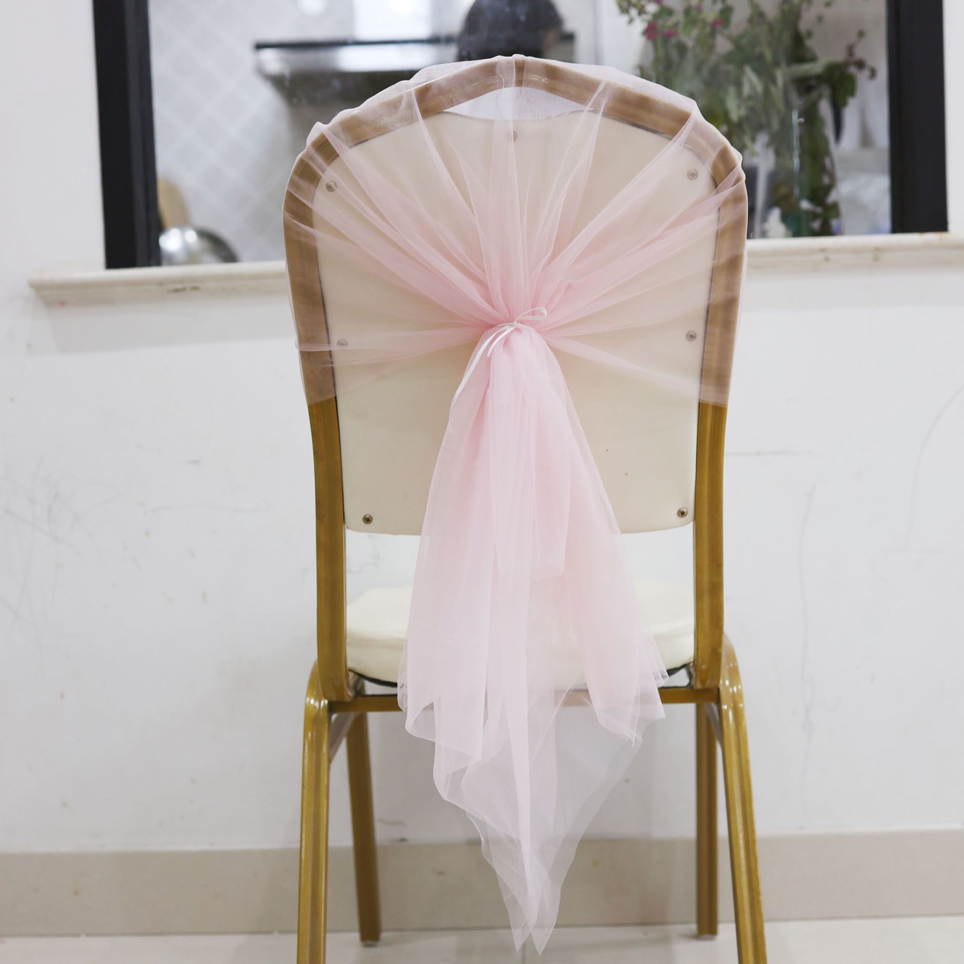 Transfronterizos silla trasera cubierta silla de decoración cintas de tela de banquete