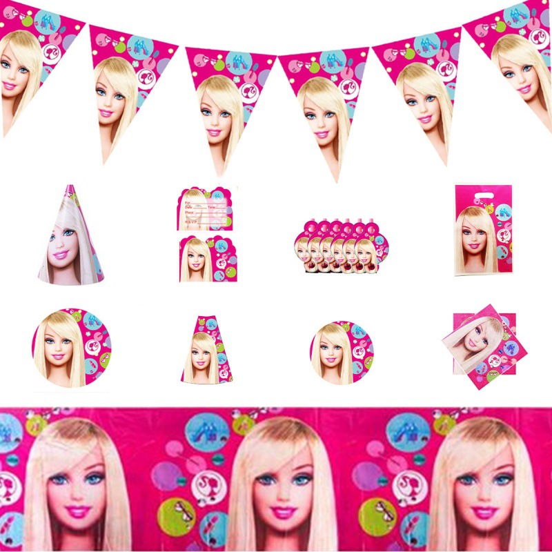 Nueva muñeca Barbie transfronteriza set de cumpleaños para niños temporada de graduación decoración del Festival del Barco del Dragón set de cubiertos desechable