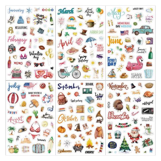 Cross-border planning stickers 210 English cartoon daily notes holiday theme creative hand account plan stickers