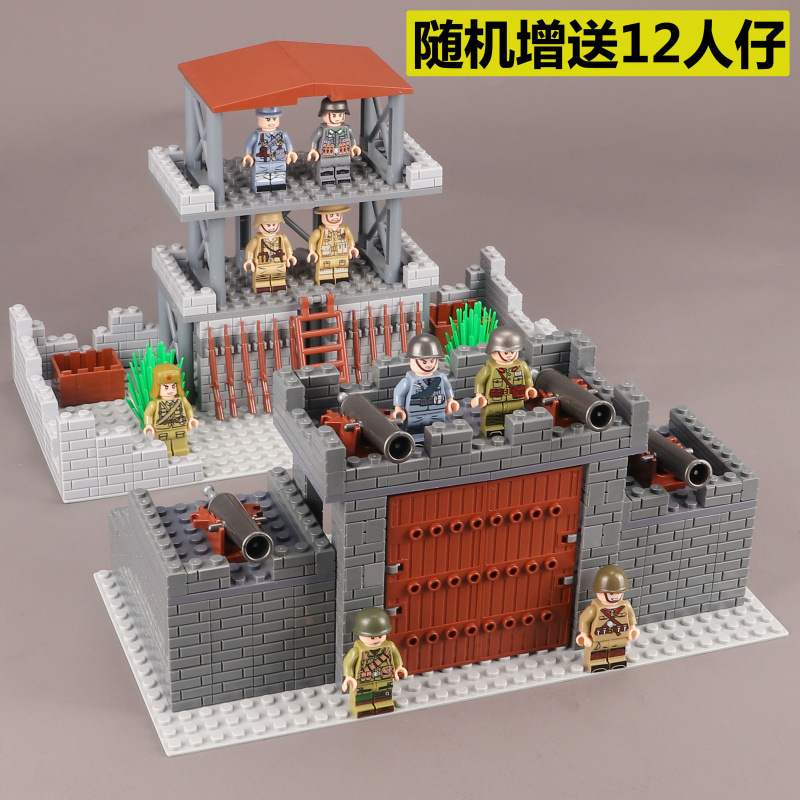レゴミリタリーベースビルディングブロック、大型シーン、廃墟、要塞、少年用組み立て知育玩具と互換性があります。|undefined
