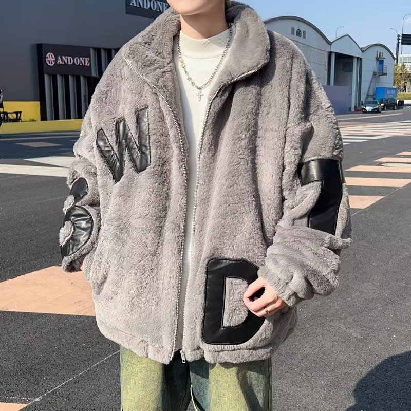 2023 carta de color de contraste bordado Abrigo acolchado de algodón de lana de cordero Abrigo acolchado de algodón de solapa para hombres y mujeres abrigo de lana de cordero de invierno engrosado