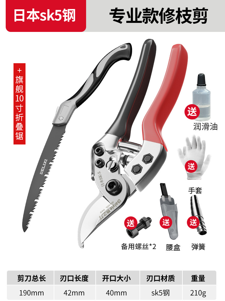 Tijeras de rama de fruta Yizili tijeras de jardín de primavera SK5 hoja de acero tijeras de jardinería doméstica tijeras de podar Bonsai de jardín al por mayor