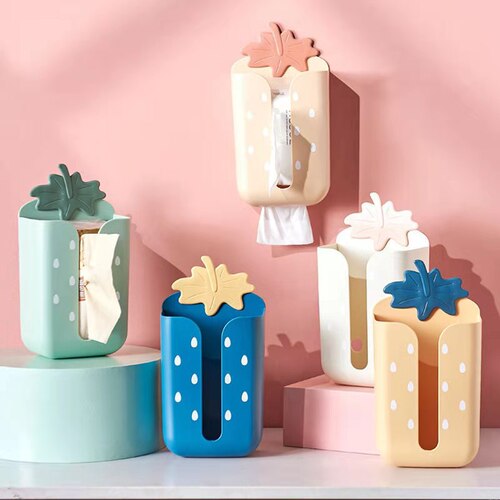 Stylish contrasting color strawberry paper box, multifunctional cartoon paper box, nail-free, drill-free, cute and personalized strawberry tissue box