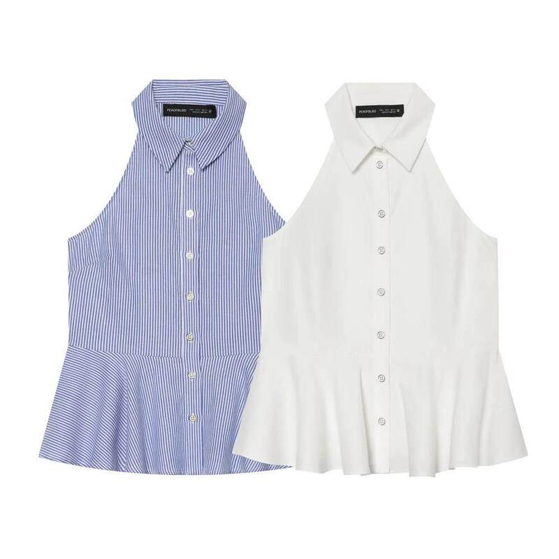 Myst&Za New Summer Women's Sleeveless Slim-Fit Halter Neck Striped Design Short Skirt Shirt Vest 3030577 Myst&Za New Summer Women's Sleeveless Slim-Fit Halter Neck Striped Design Short Skirt Shirt Vest 3030577
