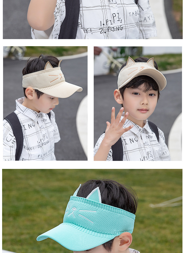 Children&#39;s Baseball Cap Spring And Summer Boys And Girls Empty Top Hat Cat Embroidery Cartoon Hat Baby Sunscreen Hat 1030 display picture 5