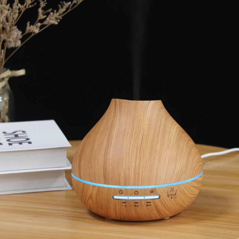 新型エッセンシャルオイルアロマディフューザー加湿器 木目調加湿器 400ml 空気清浄機 原産地メーカー 静音|undefined