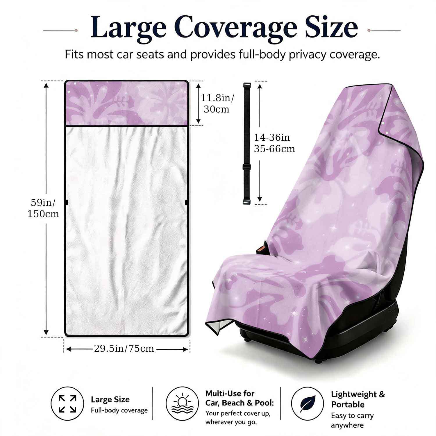 2-piece dual-use car seat cover, ultra-fine fiber, can be used as a beach towel, printed car protective seat cover 13