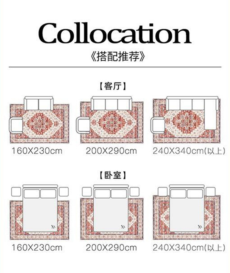 波斯客厅地毯,复古民族风地毯,欧美地毯,波西米亚卧室床边毯,条纹地毯