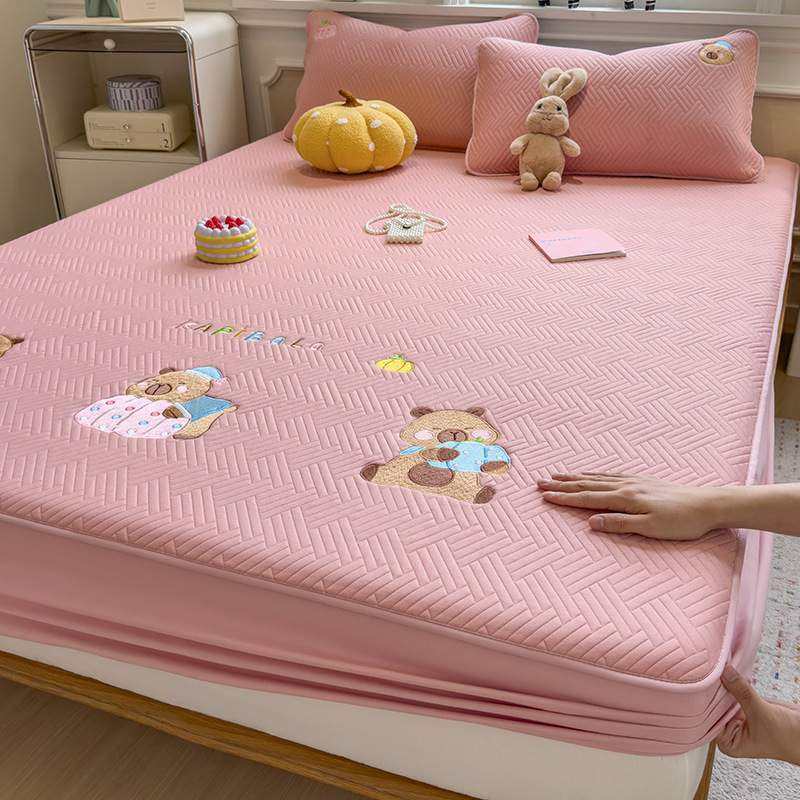 Cama de algodón de clase A para madres y bebés una sola pieza de cubierta de cama para niños gruesa cubierta protectora de colchón Simmons tres piezas