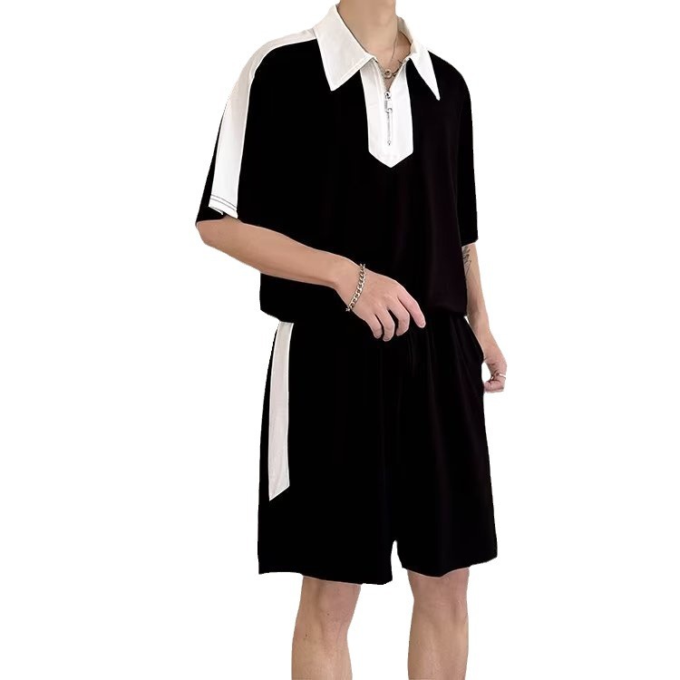 2024 nuevo estilo de verano para hombres jóvenes estilo Hong Kong traje deportivo camisa de manga corta pantalones cortos moda casual traje de dos piezas