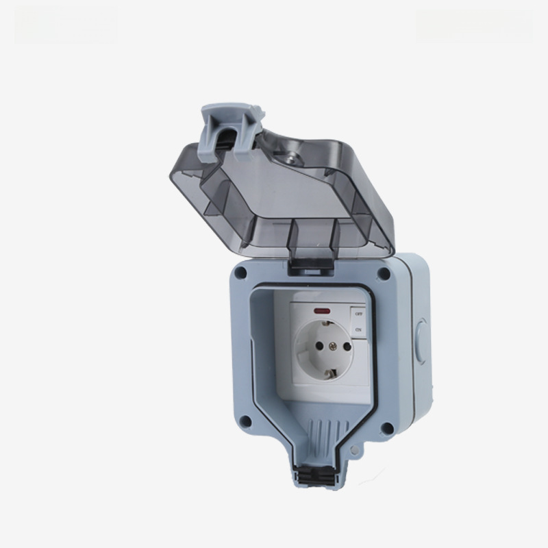 Upgraded Outdoor Waterproof Switch Outlet Box with European Standard German Style, Indicator Light, for Garden Outdoor Use
