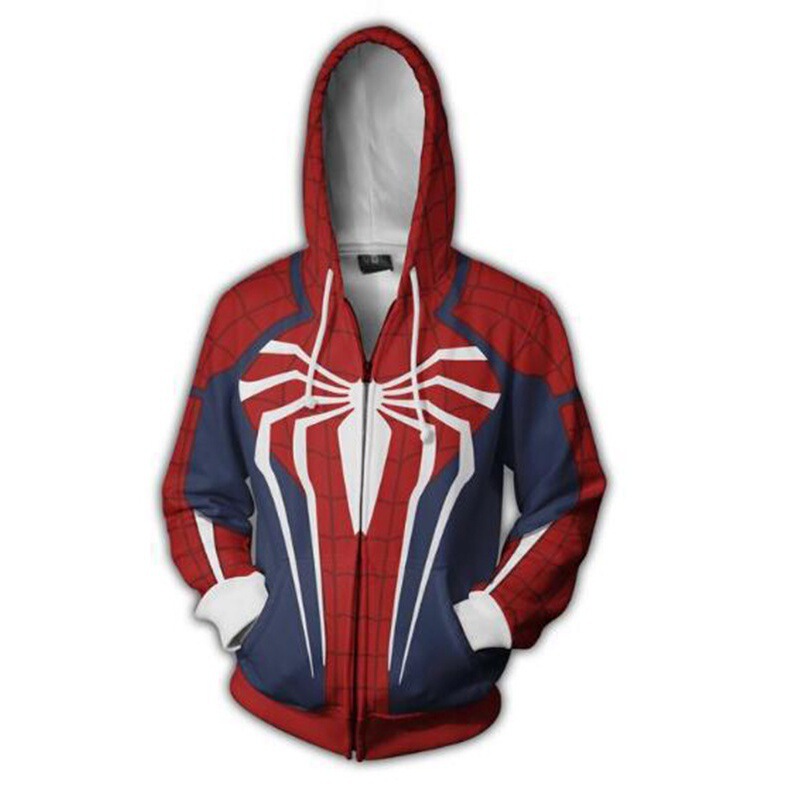 Cross-Border Spider-Man New Era Little Black Spider Cosplay Anime 3D Digital Printing Zipper Cardigan Hooded Sweatshirt