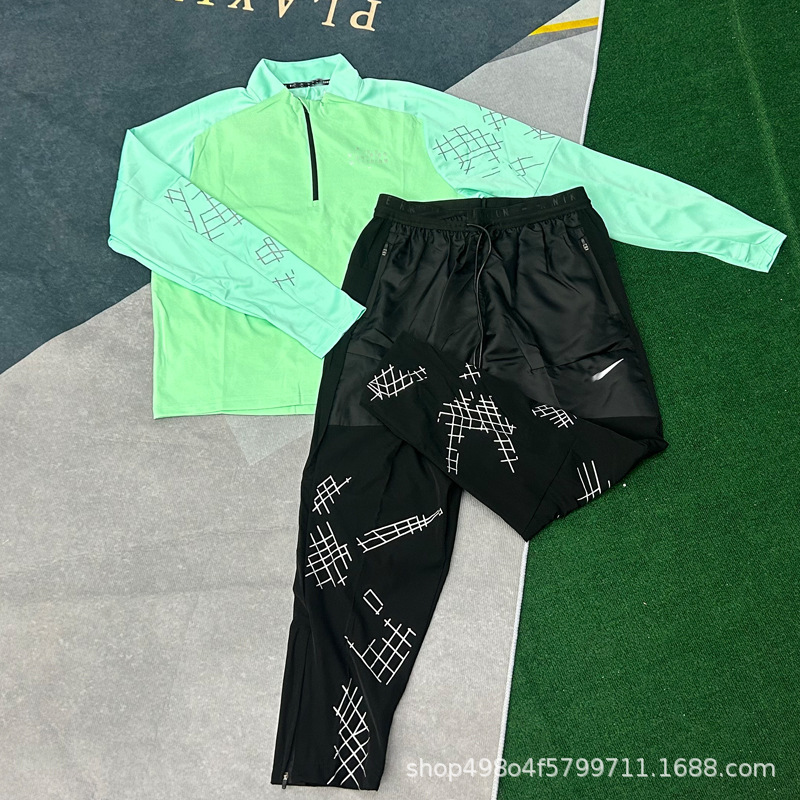 2025 Cross-Border New Model of the Same Style Quick-Drying Long-Sleeved Half-Pull Stand-Up Collar Outdoor Sports and Leisure Suit Breathable Sun Protection Clothing