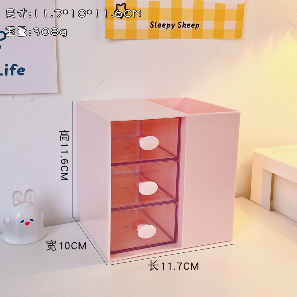 Creativo lindo escritorio caja de almacenamiento cajón de plástico Oficina hogar caja de cosméticos estudiante organizar caja de almacenamiento